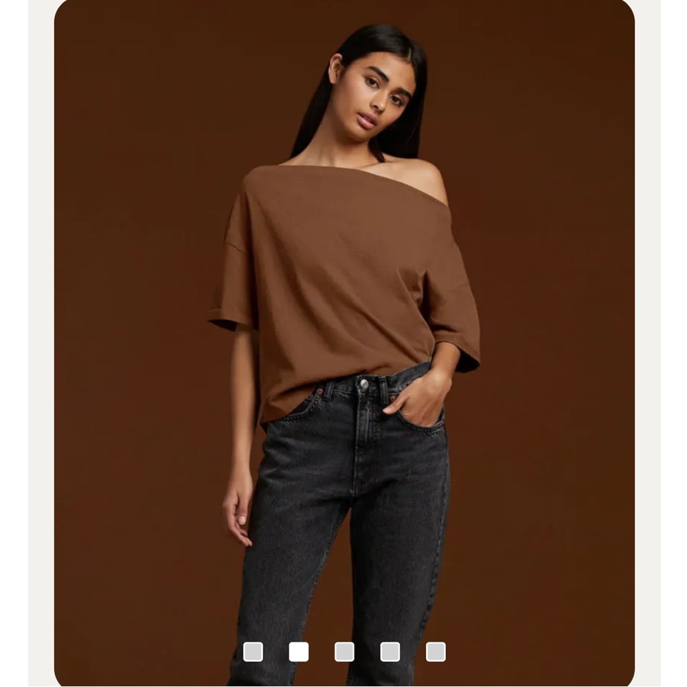 Nuuds Chocolate Off the Shoulder Tee, size small